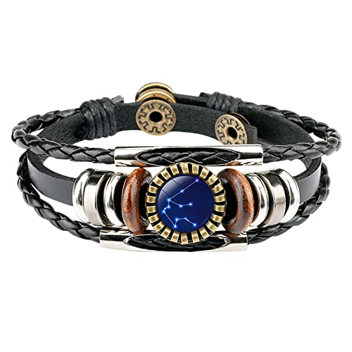 Charm Sternbild Mode 12 Herren Lederschmuck Armbänder Zubehör Armbänder für Frauen Armbänder Ft560, Einheitsgröße, Polyurethan, Kein Edelstein von Generisch