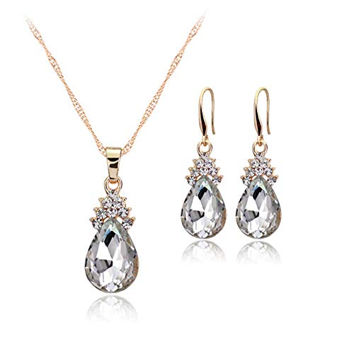 Charmante Halskette mit echten Kristallen, elegantes Ohrring-Set für Hochzeitsschmuck von Generisch