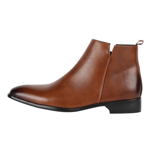 Chelsea Boots Bequeme Stiefeletten Herren Leder Mit Reißverschluss Pointed Toe Business Kurzstiefel Leicht Slip On Lederstiefel Kurze Stiefel Modische Einfarbig Anzugschuhe Hochzeit Schuhe von Generisch