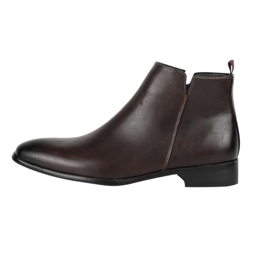 Chelsea Boots Bequeme Stiefeletten Herren Leder Mit Reißverschluss Pointed Toe Business Kurzstiefel Leicht Slip On Lederstiefel Kurze Stiefel Modische Einfarbig Anzugschuhe Hochzeit Schuhe von Generisch