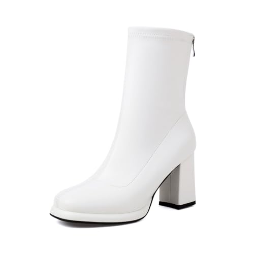 Chelsea Boots Damen Blockabsatz Stiefel Leder Stiefeletten Retro Cowboystiefel hohe für Elastische Ferse Alltag Elegance Chelsea Boots Damen Blockabsatz Stiefel Leder Stiefeletten Retro Cowboystiefel hohe für Elastische Ferse Alltag Elegance von Generisch