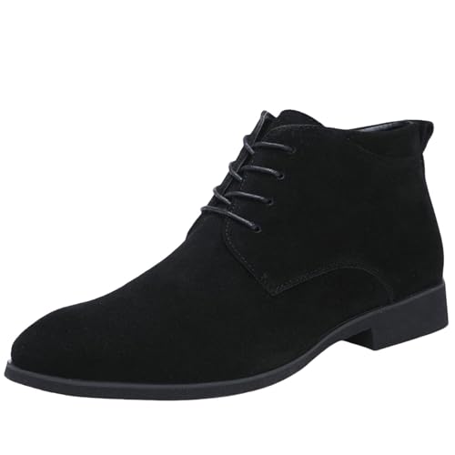 Chelsea Boots Herren Wildleder, Herren Stiefeletten Elegant Wanderschuhe Rutschfeste Freizeitschuhe Warme Herbstschuhe Cowboy Schnürstiefel Chelsea Boots Outdoor Sneakers Vegan Trekkingschuhe von Generisch