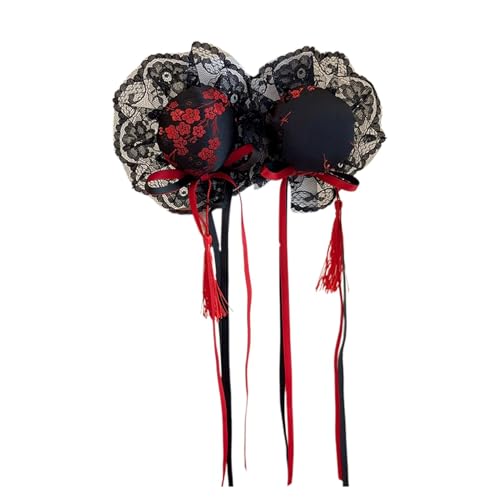 Cheongsam-Haarschmuck, Haarspangen im chinesischen Stil,2X Spitzenschleifen-Kopfbedeckung - Cheongsam-Kopfschmuck, Haarknoten-Clip, Spitze, Schleife, Haarspange, Zubehör für Frauen von Generisch