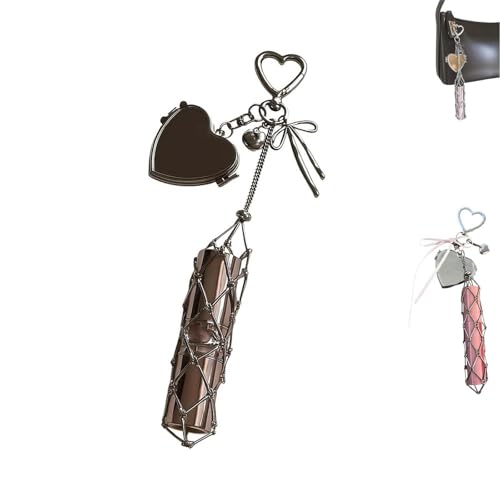 Chic Lip Gloss Holder with Heart Mirror, Lipstick Holders Stainless, 2‑in‑1 Lipstick Holders for Purse (Heart 1PC) von Generisch