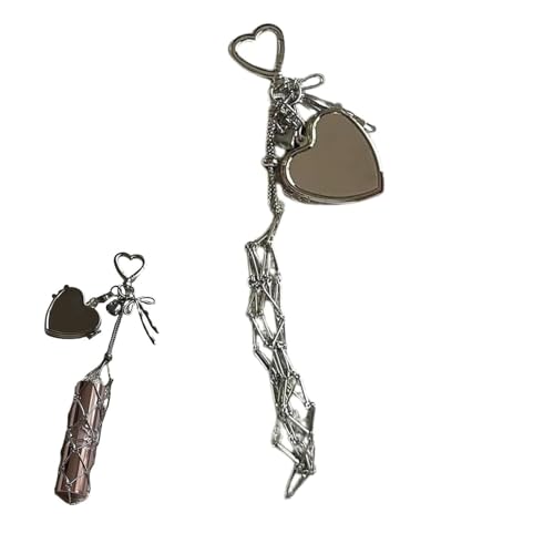 Chic Lip Gloss Holder with Mirror, 2‑in‑1 Lipstick Holders for Purse, Small Bling Crystal Lipsticks Storage Bag Key Chain, Durable Stainless Steel Mesh Two-in-One Design Comes with Mini Mirror (A-1) von Generisch