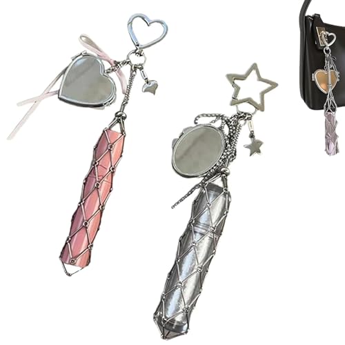 Chic Lip Gloss Holder with Mirror, Lipstick Holder Stainless, Small Bling Crystal Lipsticks Storage Bag Key Chain, Keychain Lipgloss (Mix*2) von Generisch