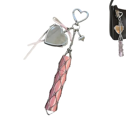 Chic Lip Gloss Holder with Mirror, Lipstick Holder Stainless, Small Bling Crystal Lipsticks Storage Bag Key Chain, Keychain Lipgloss (Style A) von Generisch