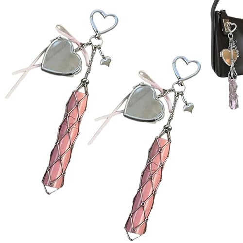 Chic Lip Gloss Holder with Mirror, Lipstick Holder Stainless, Small Bling Crystal Lipsticks Storage Bag Key Chain, Keychain Lipgloss (Style A*2) von Generisch