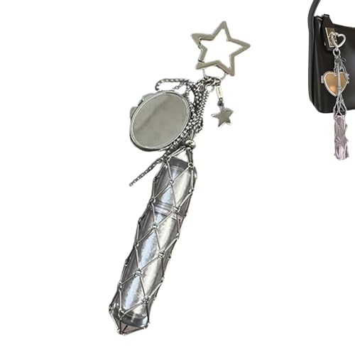 Chic Lip Gloss Holder with Mirror, Lipstick Holder Stainless, Small Bling Crystal Lipsticks Storage Bag Key Chain, Keychain Lipgloss (Style B) von Generisch