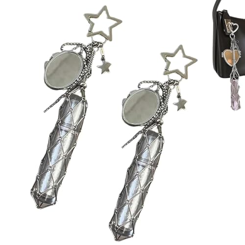 Chic Lip Gloss Holder with Mirror, Lipstick Holder Stainless, Small Bling Crystal Lipsticks Storage Bag Key Chain, Keychain Lipgloss (Style B*2) von Generisch