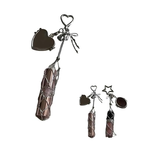 Chic Lip Gloss Holder with Mirror, Lipstick Holder Stainless, Small Bling Crystal Lipsticks Storage Bag Key Chain for Purse, Keychain Lipgloss (Heart) von Generisch