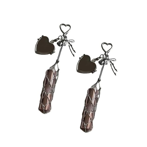 Chic Lip Gloss Holder with Mirror, Lipstick Holder Stainless, Small Bling Crystal Lipsticks Storage Bag Key Chain for Purse, Keychain Lipgloss (Hearts(2pcs)) von Generisch