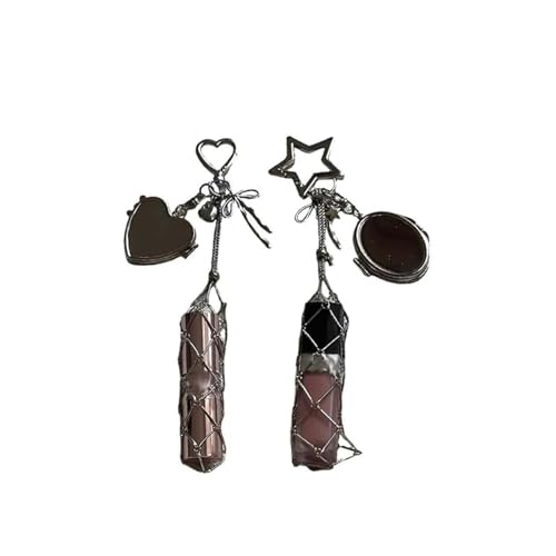 Chic Lip Gloss Holder with Mirror, Lipstick Holder Stainless, Small Bling Crystal Lipsticks Storage Bag Key Chain for Purse, Keychain Lipgloss (Mix(2pcs)) von Generisch