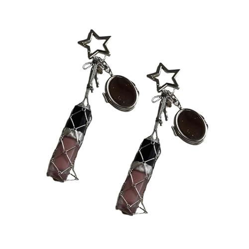 Chic Lip Gloss Holder with Mirror, Lipstick Holder Stainless, Small Bling Crystal Lipsticks Storage Bag Key Chain for Purse, Keychain Lipgloss (Starts(2pcs)) von Generisch