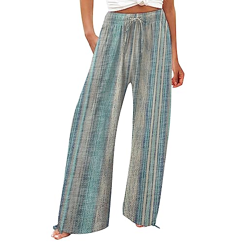 Chiffon Hose Damen Sommer,Umstandshose Sommer Damen Casual Loose Hohe Taille Baumwolle Leinen Weites Bein Lange Hosen Mit Taschen Radlerhose Damen Baumwolle Techno Outfit Hosen (Dunkelgrau,XL) von Generisch