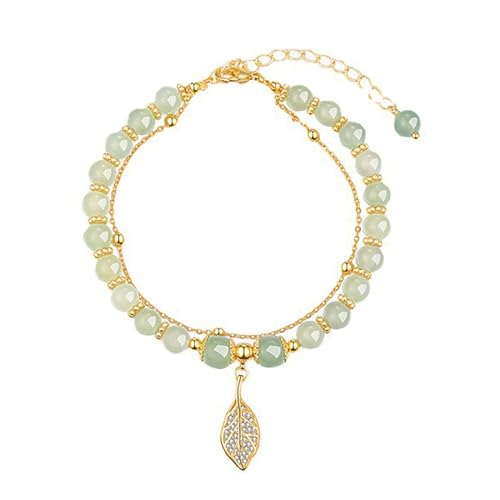 Chinesischer fortgeschrittener Sinn für Goldzweig, Jade, chinesische Windschnur, weibliche Perlen und Jadeschnur zum Senden von Armband, Rose, Brautschmuck-Set für Hochzeit, Einheitsgröße, Glas, Kein von Generisch