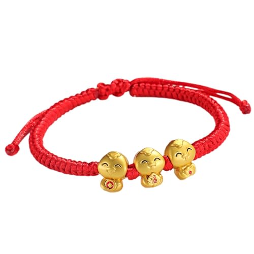Chinesisches Neujahrsarmband, rotes Feng-Shui-Tier-Charm-Armband, Neujahrsschmuck für Damen, Herren, Kostüme, Damen, Einheitsgröße, Kunststoff, Kein edelstein von Generisch