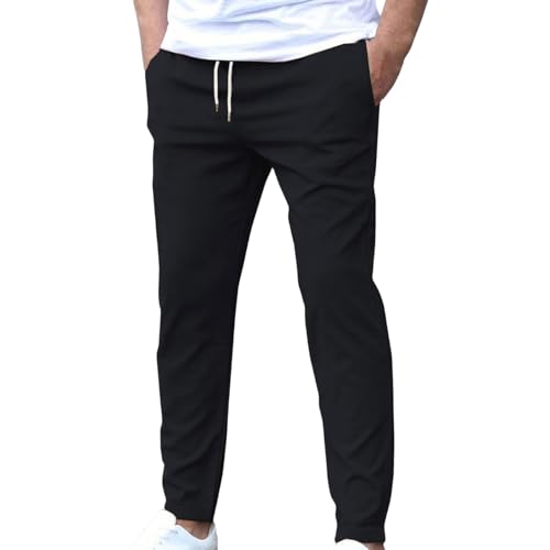 Chino Hose Herren Stretch Cargohose Sporthose Leichte Freizeithose Lang Sommerhose Stoffhose Elegant Herrenhosen mit Gummizug Schlupfhose Jogginghose Sommer Casual Hosen Outdoorhose Laufhose von Generisch