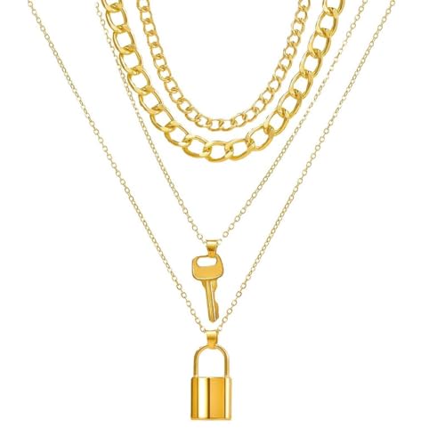 Choker-Halskette für Mädchen, mehrschichtige Halskette, Legierung, für Damen, Metall, Kein Edelstein von Generisch