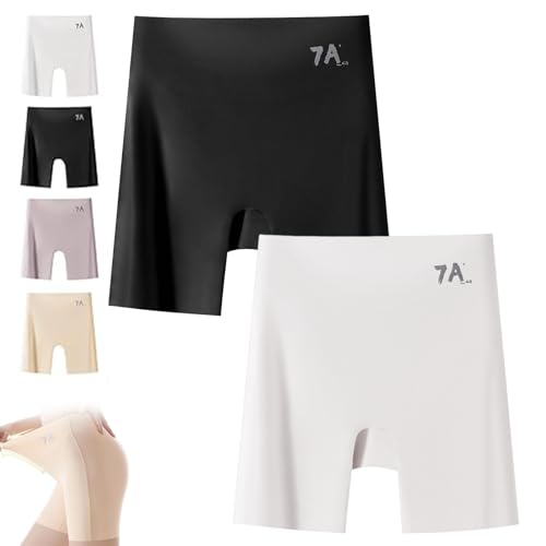 Choosemuc Ice Silk Panties Damen High-Waist Butt-Lifting Unterwäsche 7A Unsichtbare Nahtlose Bauchkontrolle 3-in-1 Panty Shorts (2PCS-B,L) von Generisch