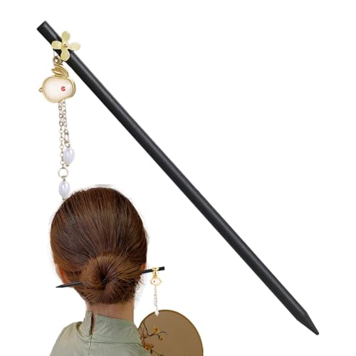 Chopsticks For Hair, Jade Rabbit Hair Chopsticks, Wooden Hairpins, Chinese Coiled Hair Pin, Women Headpieces, Handmade Hair Fork Pin, Headwear, Traditional Hair Accessories von Generisch