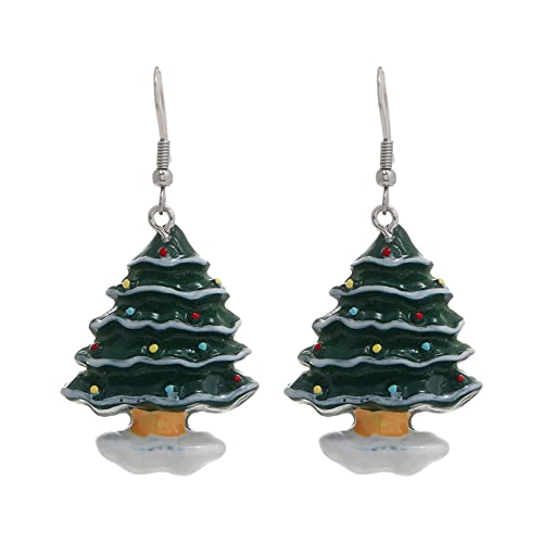Christmas Earrings Damen Weihnachten kreative Urlaub Party Ohrringe Schmuck Creolen Frauen Langer Ohrhänger für Weihnachten (A, One Size) von Generisch