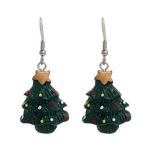 Christmas Earrings Damen Weihnachten kreative Urlaub Party Ohrringe Schmuck Creolen Frauen Langer Ohrhänger für Weihnachten (B, One Size) von Generisch