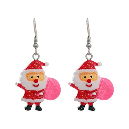 Christmas Earrings Damen Weihnachten kreative Urlaub Party Ohrringe Schmuck Creolen Frauen Langer Ohrhänger für Weihnachten (D, One Size) von Generisch