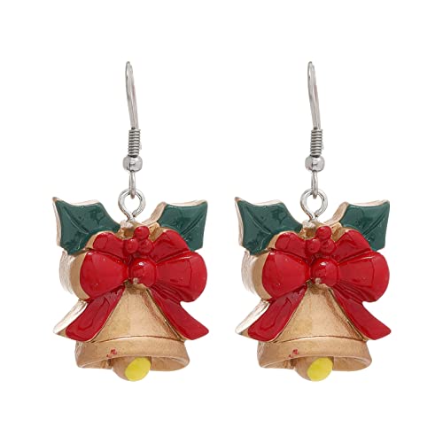 Christmas Earrings Damen Weihnachten kreative Urlaub Party Ohrringe Schmuck Creolen Frauen Langer Ohrhänger für Weihnachten (H, One Size) von Generisch