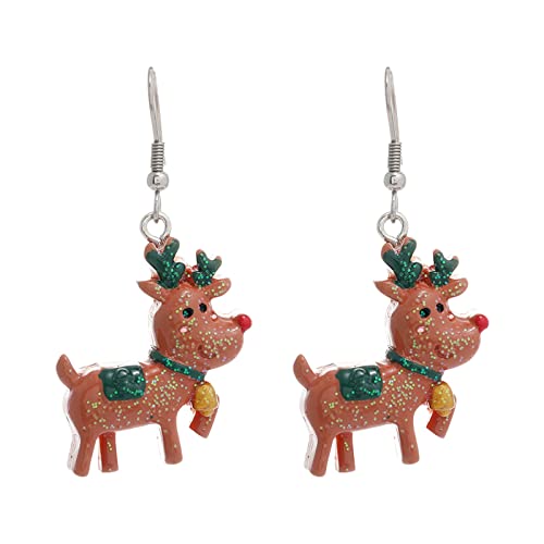 Christmas Earrings Damen Weihnachten kreative Urlaub Party Ohrringe Schmuck Creolen Frauen Langer Ohrhänger für Weihnachten (Q, One Size) von Generisch