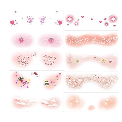 Christmas Makeup Stickers, 10x Waterproof Temporary Christmas Makeup, Festival Makeup Accessories, Long-Lasting Makeup Fake Stickers for Kids Girls Parties, Easy Apply Makeup Stickers von Generisch