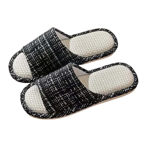 Christmas Slippers Filzpantoffeln mit Filzsohle Damen Strandsandalen Hohl Casual Hausschuhe Flache Schuhe Sandalen Hausschuhe Damen Flauschig Gästehausschuhe Filz (Black, 42) von Generisch