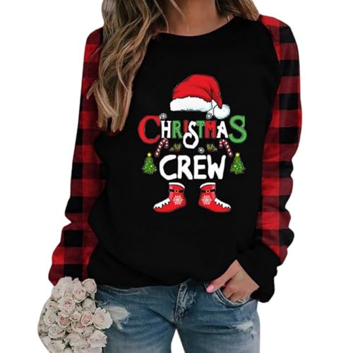 Christmas Sweater Weihnachtspullover Damen Lustig Merry Christmas Weihnachten Pullover Rundhals Schön Weihnachts Sweatshirt Ugly Winter Langarmshirt Große Größen Weihnachtspulli von Generisch