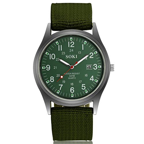 Chronographen Armbanduhr Männer Uhr Nylon-gewebter Gürtel 2019 Kalender Herrenuhr Armbanduhren Katze (Green, One Size) von Generisch