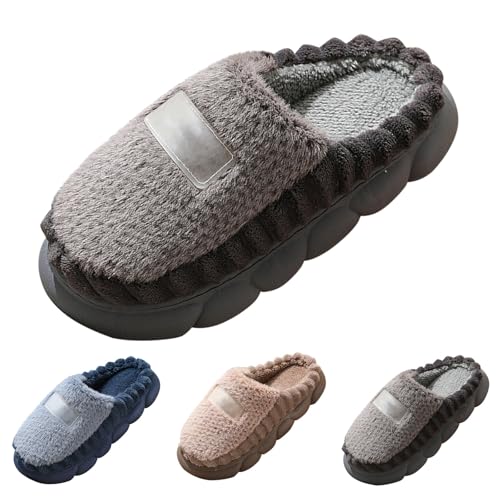 Chunky Platform Slippers Unisex Slippers For Adults Super Soft Sole Sliders Indoor Bedroom Sliders Slip On House Shoes Winter Home Shoes Couple Holiday Slides Thick Plush Slides, navy, 42 1/3 EU von Generisch