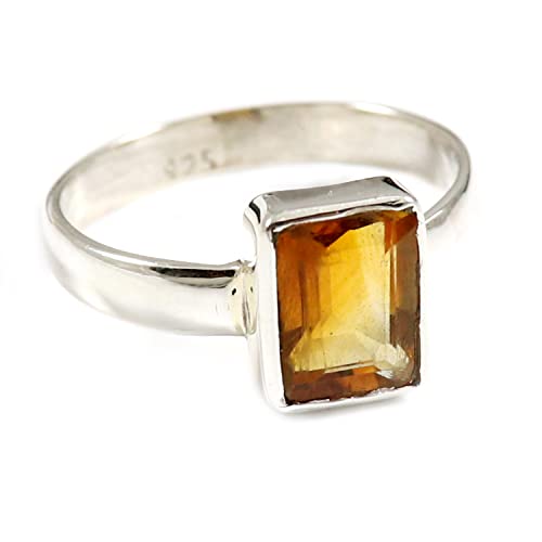 Citrin Edelstein 925 Sterling Silber Band Ring Goyal Juwelen Solide Alle Größen Männer Frauen Ring Silber Ring Geschenkartikel Statement Handgemachter Schmuck GESR198A (57 (18.1)) von Generisch