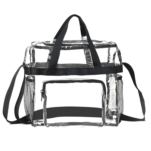 Clear Stadium Tote Bag | Langlebige PVC Transparente Einkaufstasche | Stadion zugelassener Durchsicht Handtasche | Wasserdichte Reiseveranstaltung Carry Organizer | Klarer Schultertasche für , F von Generisch