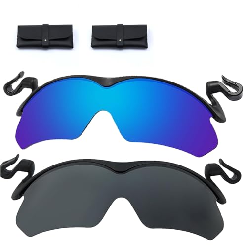 Clip-Cap-Sonnenbrille, polarisierte Clip-Cap-Sonnenbrille für Damen und Herren, Clip-On-Hut, polarisierte Sonnenbrille, Outdoor-Clip-Cap-Sportsonnenbrille (2 Stück schwarzer Rahmen-(schwarzer+Blau)) von Generisch