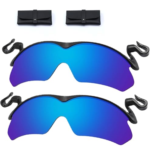 Clip-Cap-Sonnenbrille, polarisierte Clip-Cap-Sonnenbrille für Damen und Herren, Clip-On-Hut, polarisierte Sonnenbrille, Outdoor-Clip-Cap-Sportsonnenbrille (2 Stück schwarzer Rahmen-Blau) von Generisch