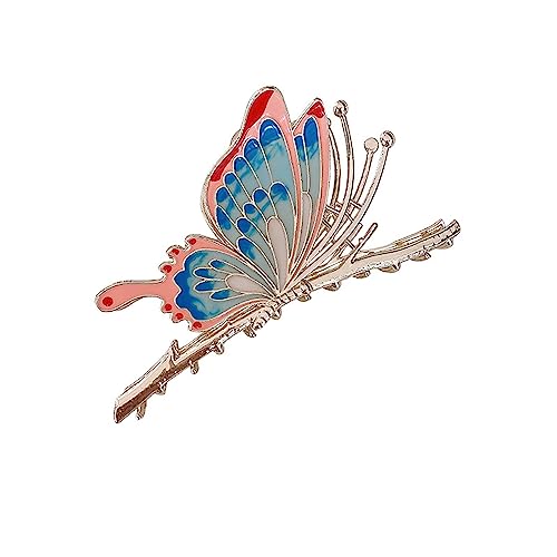 Clips vollständig Gefütterte Clip bemalt Schmetterling große elegante antike Stil Haarspange Sommer Kopfschale Haar Kopfschmuck Clip Spieluhr Schmuckkasten (A, One Size) von Generisch