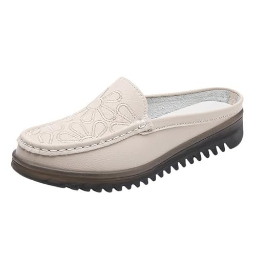 Clogs Damen Slippers, Slip On Loafer Damen Hinten Offen Geschlossen Slides rutschfest Pantoletten Leicht Walkingschuhe Bequeme Schlupfschuhe Einfarbig Freizeitschuhe Atmungsaktive Mokassins von Generisch