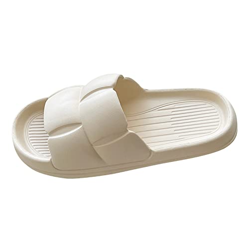 Cloud Slides für Damen und Herren, Dusch-Hausschuhe, Bad-Sandalen, extrem bequem, gepolstert, dicke Sohle, Hausschuhe, Strandschuhe, ausgefallene Flip-Flops für Damen, weiß, 38 EU von Generisch