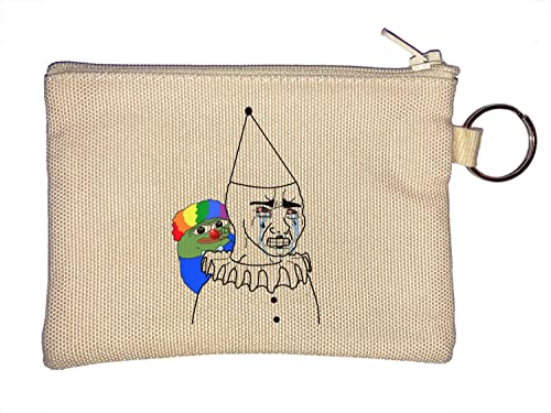 Clown Pepe Clowning Wojak Mime Meme Schlüsselanhänger Münzbörse Beige von Generisch