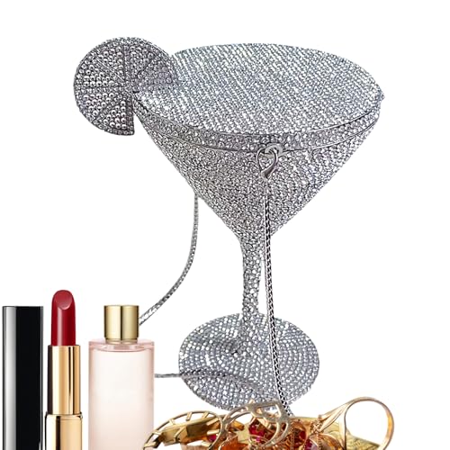 Clutch - Handtasche | Stilvolle Cocktail Tasse Strassklemme Clutch | Abendtasche Cocktail Strass Beutel | Elegante Funkelnde Handtasche Partytasche | Niedliche Ball-Handtasche Für Damen Abendessen von Generisch