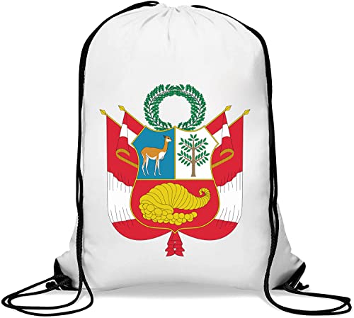 Coat Of Arms Of Peru Turnbeutel Casual Drawstring Bag White von Generisch
