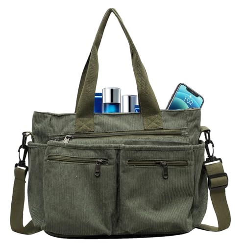 College-Umhängetaschen – Reisetasche aus Cord mit großen Taschen | weicher Mode-Organizer für Frauen mit Flaschenhalter, lässiger Tragegriff, mehrfarbig, Beige von Generisch