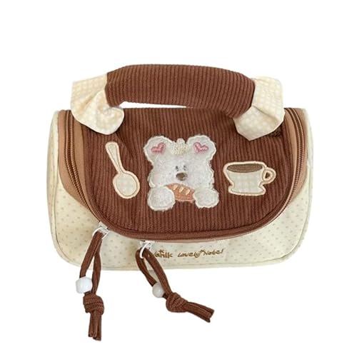 Color Block Kosmetik Tasche, niedlicher ästhetischer Schreibwaren-Organizer, Cartoon-Mädchen-Reise-Make-up-Tasche von Generisch