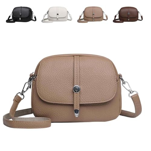 Comebybuy Bags, Comebybuy Crossbody Leather Bag, Women's Solid Color Lightweight Crossbody Bag,Casual Satchel Handbag (Khaki) von Generisch