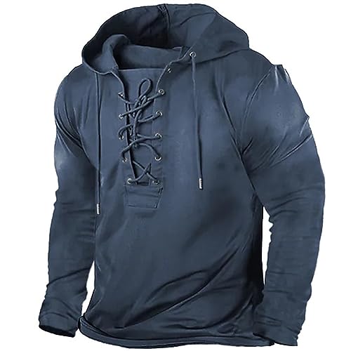 Comefohome Hoodie Herren Pullover Langarm Sweatjacke Kapuzenpullover, Herren Legendary Outdoors Kapuzenpullover Slub Knit Performance Henley Weatshirt Mit Kapuze Oversize Urban von Generisch