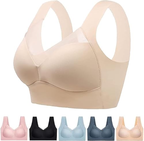 Comfit Weicher Und Komfortabler Push Up BH, Haltungskorrektur Anti-HäNgebusen BH FüR BrüSte (DE/NL/SE/PL, Alphanumerisch, XXL, Regular, Regular, beige) von Generisch